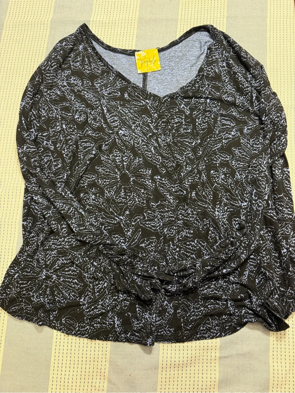Free People Sahara Printed Tunic Top- Black Combo